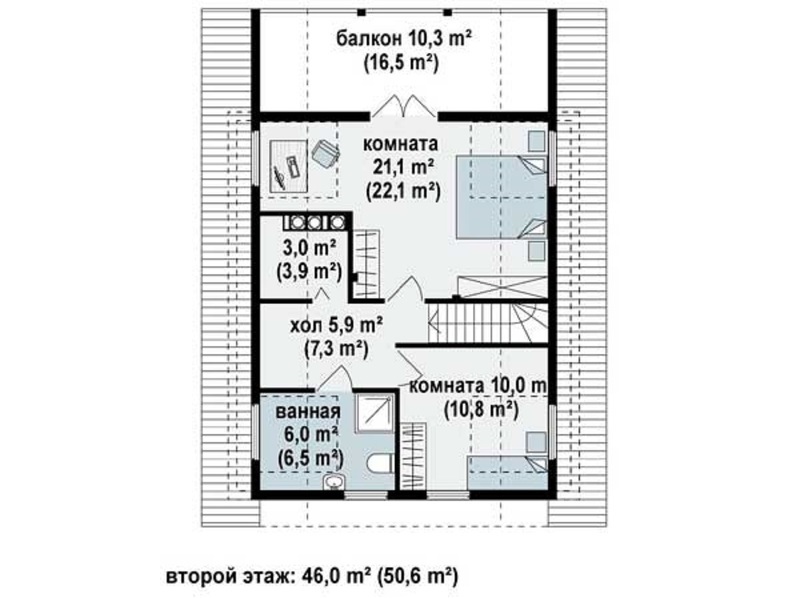 Планы коттеджей из дерева - 2 этаж